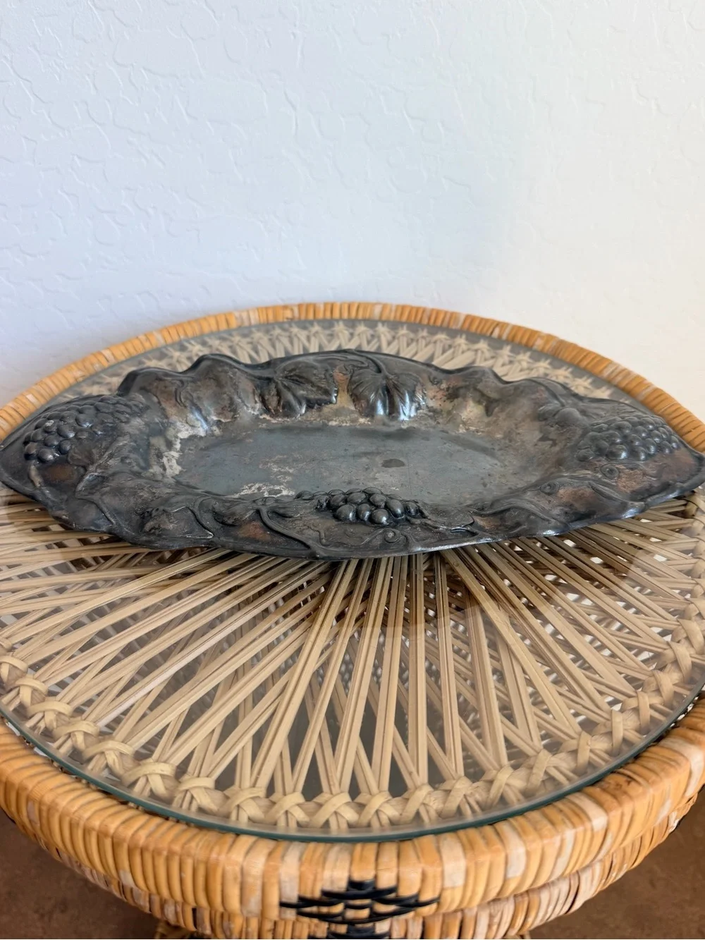 Antique Art Nouveau silver-plated bread tray / serving dish